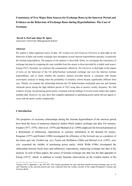 Consistency of Two Major Data Sources for Exchange Rates in the Interwar