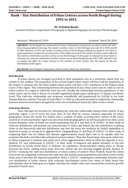 Size Distribution of Urban Centres Across North Bengal During 1991 to 2011