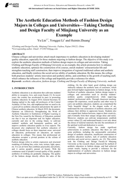 The Aesthetic Education Methods of Fashion Design Majors in Colleges and Universities—Taking Clothing and Design Faculty of Mi