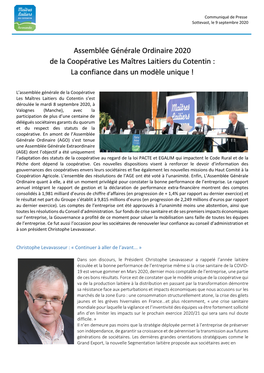 Communiqué De Presse AG MLC 2020 09 08