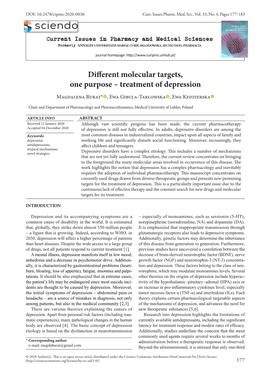 Treatment of Depression Magdalena Burat* , Ewa Gibula-Tarlowska , Ewa Kedzierska