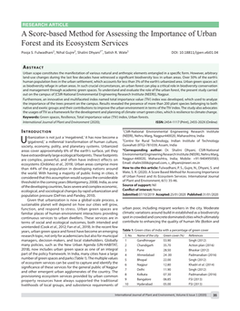 A Score-Based Method for Assessing the Importance of Urban Forest and Its Ecosystem Services Pooja S