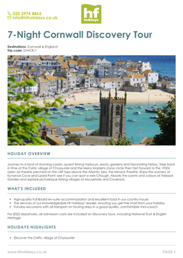 7-Night Cornwall Discovery Tour