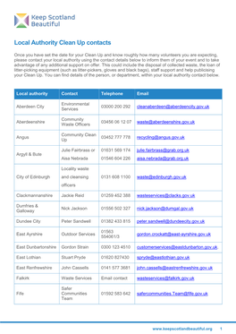 Local Authority Clean up Contacts