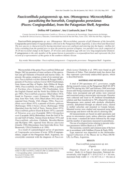 Pauciconfibula Patagonensis Sp. Nov. (Monogenea: Microcotylidae
