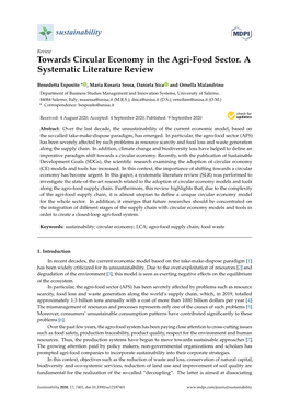 Towards Circular Economy in the Agri-Food Sector. a Systematic Literature Review