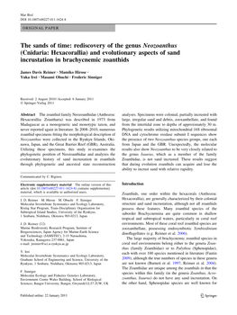 The Sands of Time: Rediscovery of the Genus Neozoanthus (Cnidaria: Hexacorallia) and Evolutionary Aspects of Sand Incrustation in Brachycnemic Zoanthids