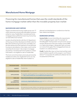 Freddie Mac – Manufactured Home Mortgage