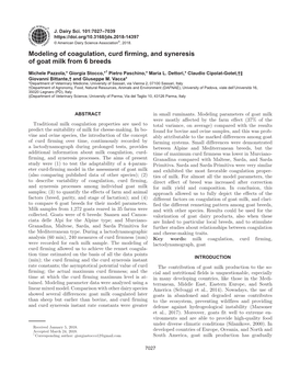 Modeling of Coagulation, Curd Firming, and Syneresis of Goat Milk from 6 Breeds