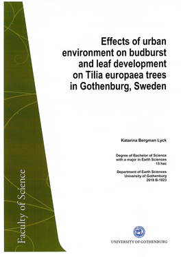 Effects of Urbanization on Bud Burst and Tree Leaf Development In