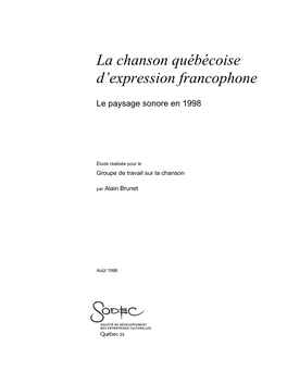 La Chanson Québécoise D'expression Francophone