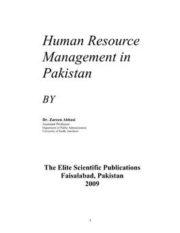 Human Resource Management in Pakistan