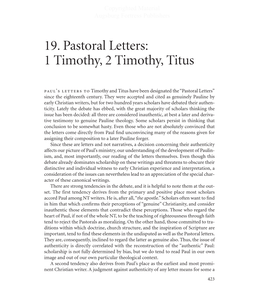 19. Pastoral Letters: 1 Timothy, 2 Timothy, Titus