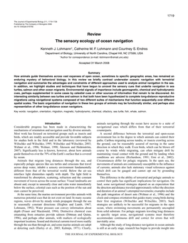 Review the Sensory Ecology of Ocean Navigation