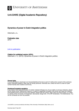 Dynamics of Power in Dutch Integration Politics, 1980-2005