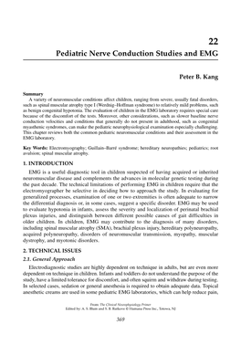 Pediatric Nerve Conduction Studies and EMG