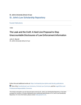 A Hard Line Proposal to Stop Unaccountable Disclosures of Law Enforcement Information