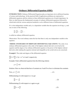 Ordinary Differential Equation (ODE)