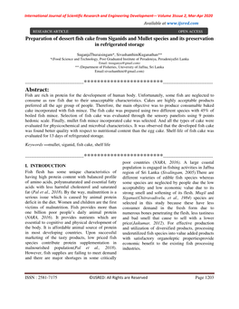 Preparation of Dessert Fish Cake from Siganids and Mullet Species and Its Preservation in Refrigerated Storage