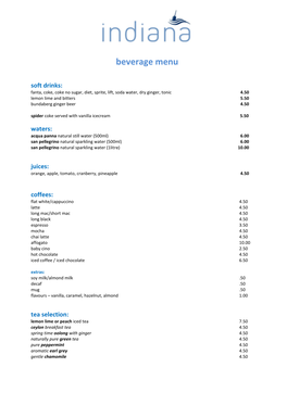 Beverage Menu