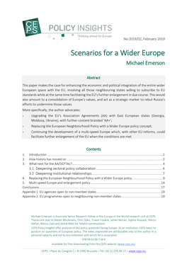 Scenarios for a Wider Europe Michael Emerson