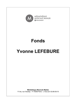 Fonds Yvonne Lefébure 2