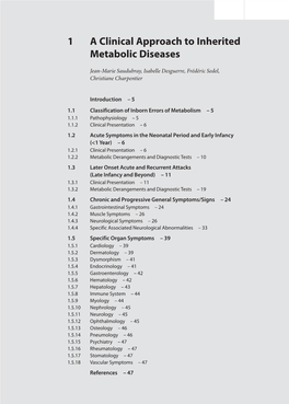 1 a Clinical Approach to Inherited Metabolic Diseases