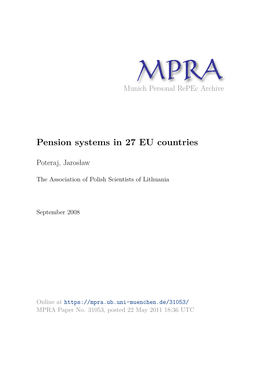 Pension Systems in 27 EU Countries