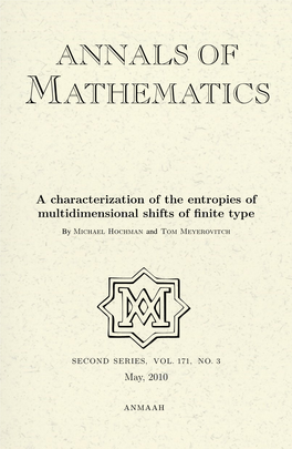 A Characterization of the Entropies of Multidimensional Shifts of Finite Type