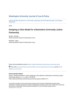 Designing a Clinic Model for a Restorative Community Justice Partnership