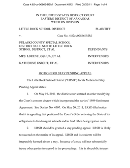 Case 4:82-Cv-00866-BSM Document 4512 Filed 05/23/11 Page 1 of 4