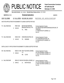 Broadcast Applications 2/6/2019