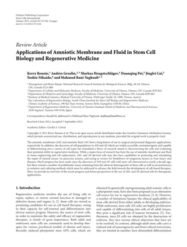 Applications of Amniotic Membrane and Fluid in Stem Cell Biology and Regenerative Medicine