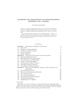 Examples and Applications of Noncommutative Geometry and K-Theory