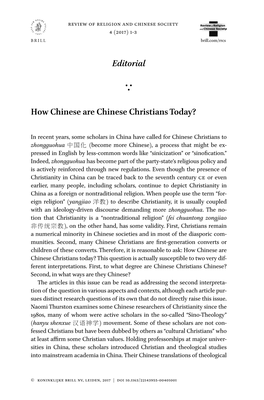 Editorial How Chinese Are Chinese Christians Today?