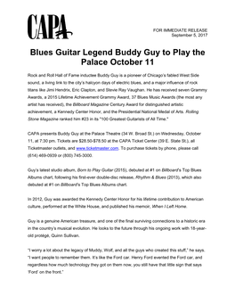 Blues Guitar Legend Buddy Guy to Play the Palace October 11