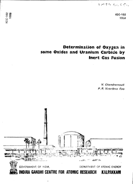 Determination of Oxygen in Some Oxides and Uranium Carbide by Inert Gas Fusion