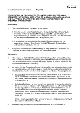 London Luton Airpot and Airport Co-Ordination Limited Consultation