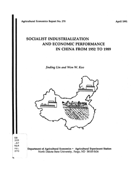 Socialist Industrialization and Economic Performance in China from 1952 to 1989