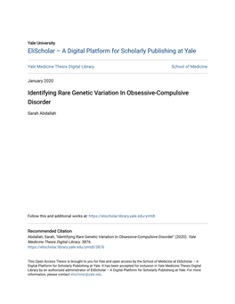 Identifying Rare Genetic Variation in Obsessive-Compulsive Disorder