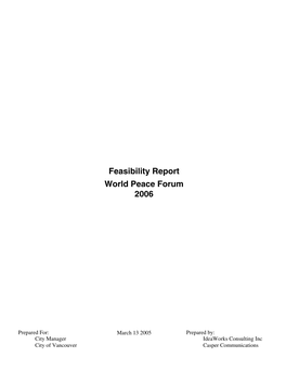 Feasibility Report World Peace Forum 2006