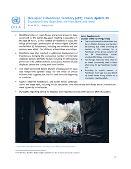 Occupied Palestinian Territory (Opt): Flash Update #8 Escalation in the Gaza Strip, the West Bank and Israel As of 12:00, 18 May 2021