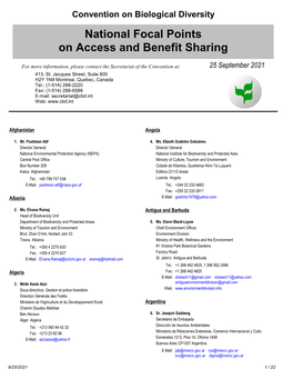 National Focal Points on Access and Benefit Sharing