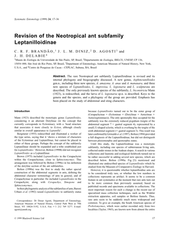Revision of the Neotropical Ant Subfamily Leptanilloidinae