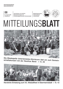 Mitteilungsblatt I August 2019 REDAKTIONSINFORMATIONEN VORWORT