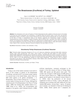 The Brassicaceae (Cruciferae) of Turkey, Updated