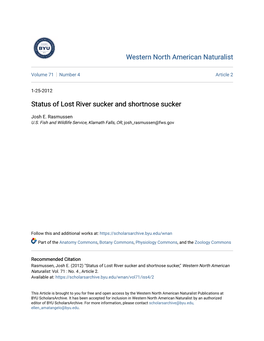 Status of Lost River Sucker and Shortnose Sucker