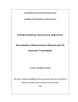 Determinants of Bancassurance Demand and Life