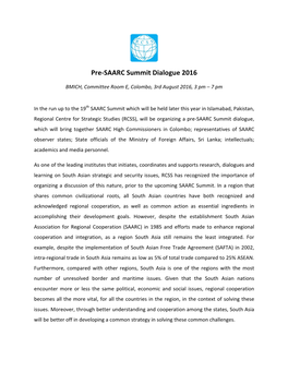 Pre-SAARC Summit Dialogue 2016