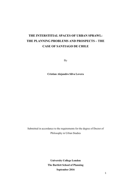 The Interstitial Spaces of Urban Sprawl: the Planning Problems and Prospects – the Case of Santiago De Chile